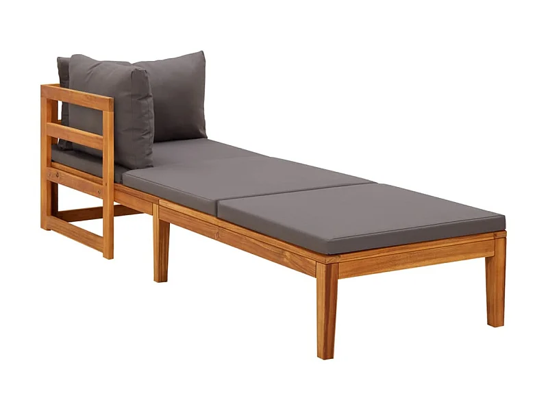 Poltrona lounge con 1 bracciolo Grigio scuro Legno massello di acacia