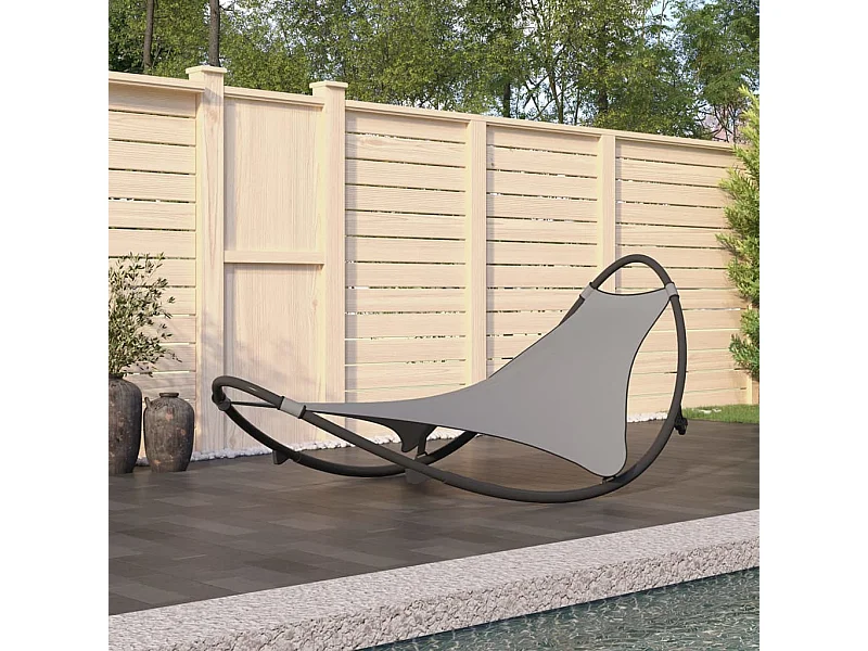 Chaise longue à bascule avec roues Acier et textilène Gris