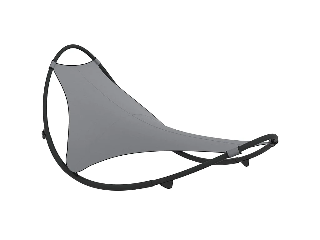 Chaise longue à bascule avec roues Acier et textilène Gris
