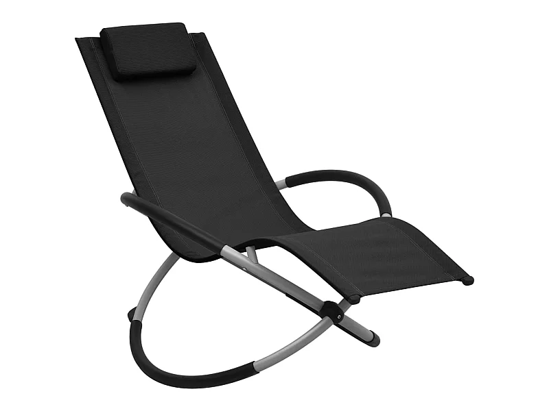 Chaise longue pour enfants Acier Noir