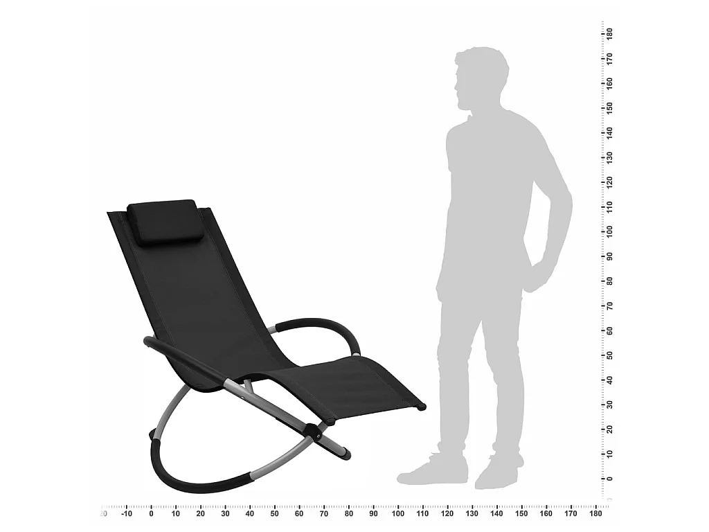 Chaise longue pour enfants Acier Noir