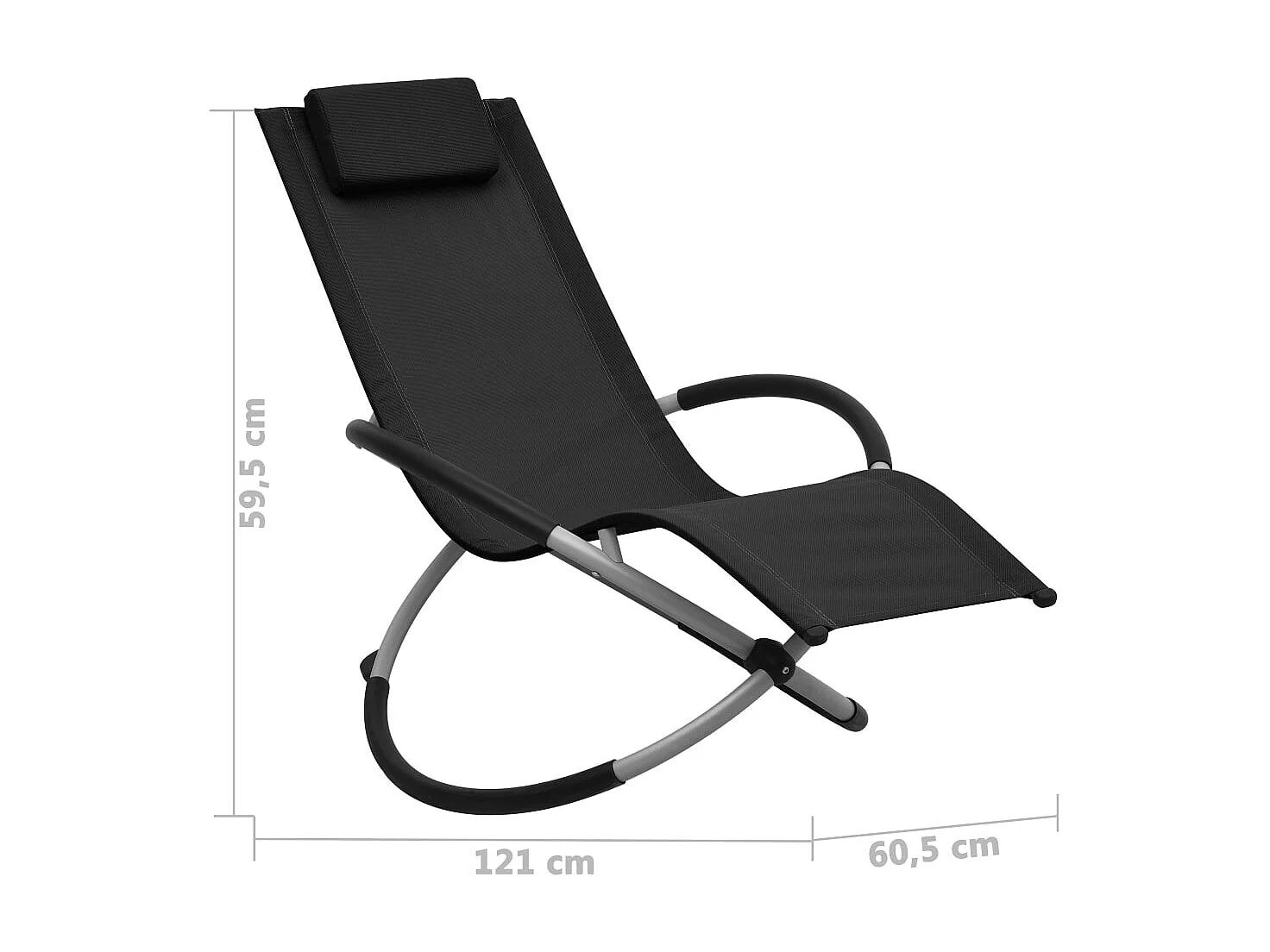 Chaise longue pour enfants Acier Noir