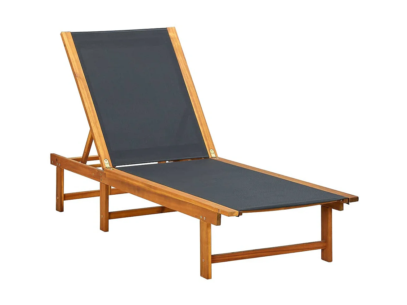 Chaise longue avec table Bois d'acacia solide et textilène