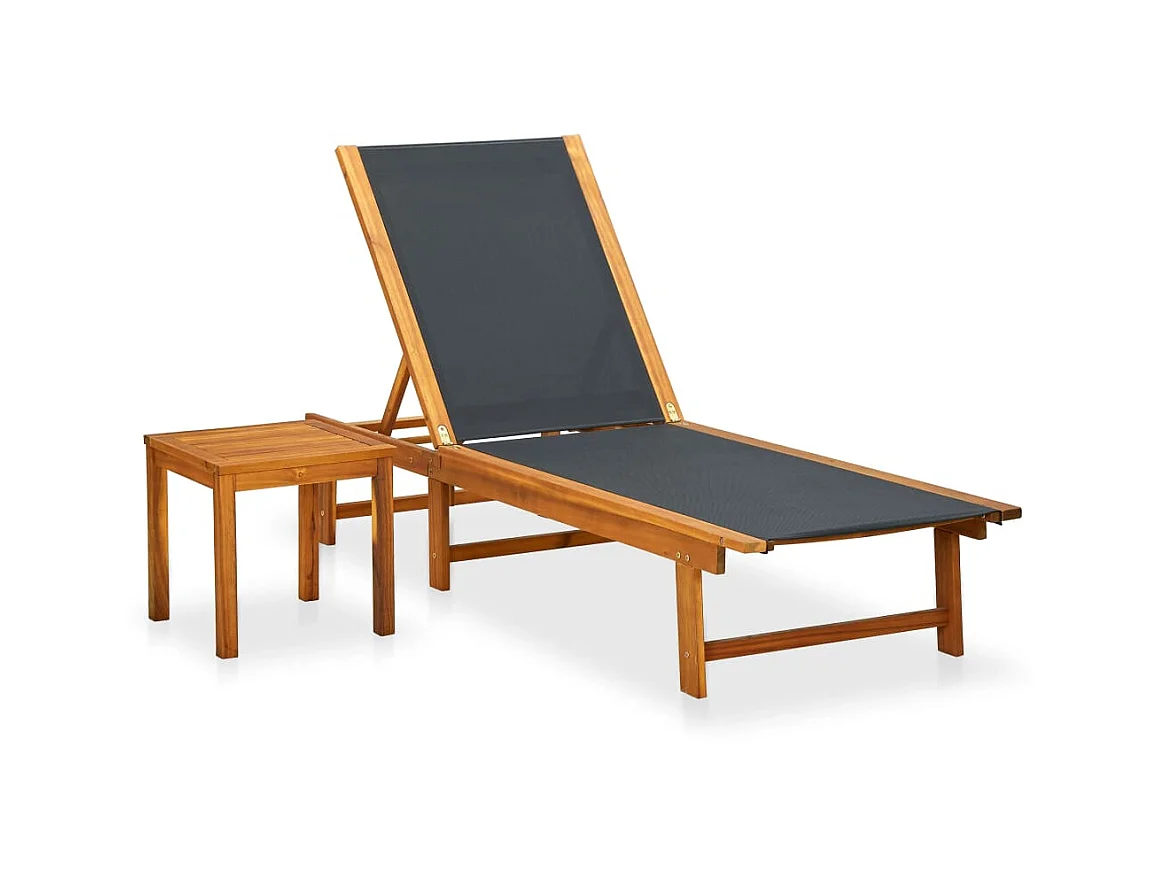 Poltrona lounge con tavolo Legno massello di acacia e Textilene