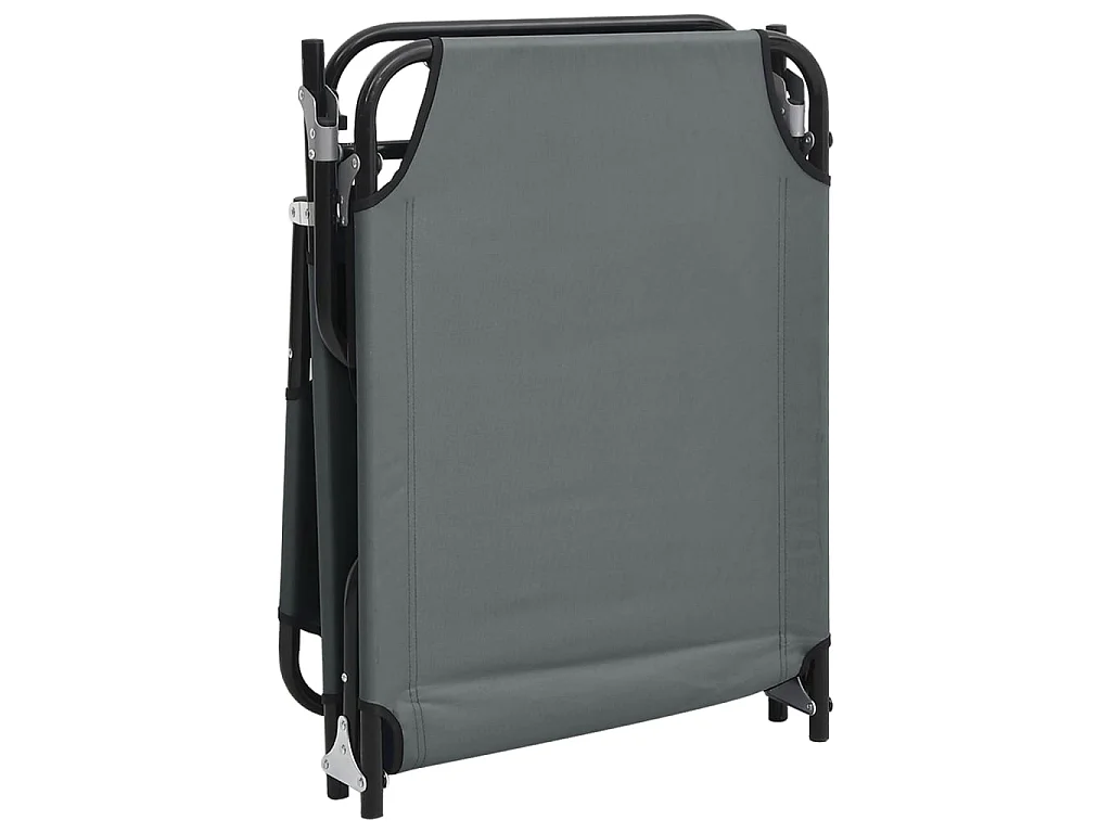 Chaise longue pliante gris tissu oxford acier enduit de poudre