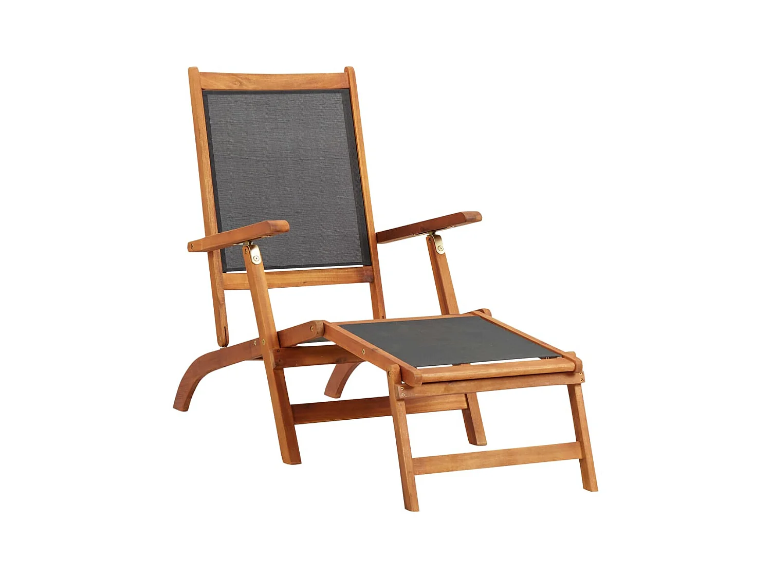 Chaise longue d'extérieur Bois d'acacia massif et textilene