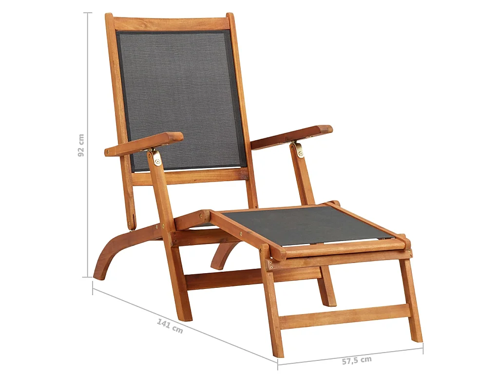 Chaise longue d'extérieur Bois d'acacia massif et textilene