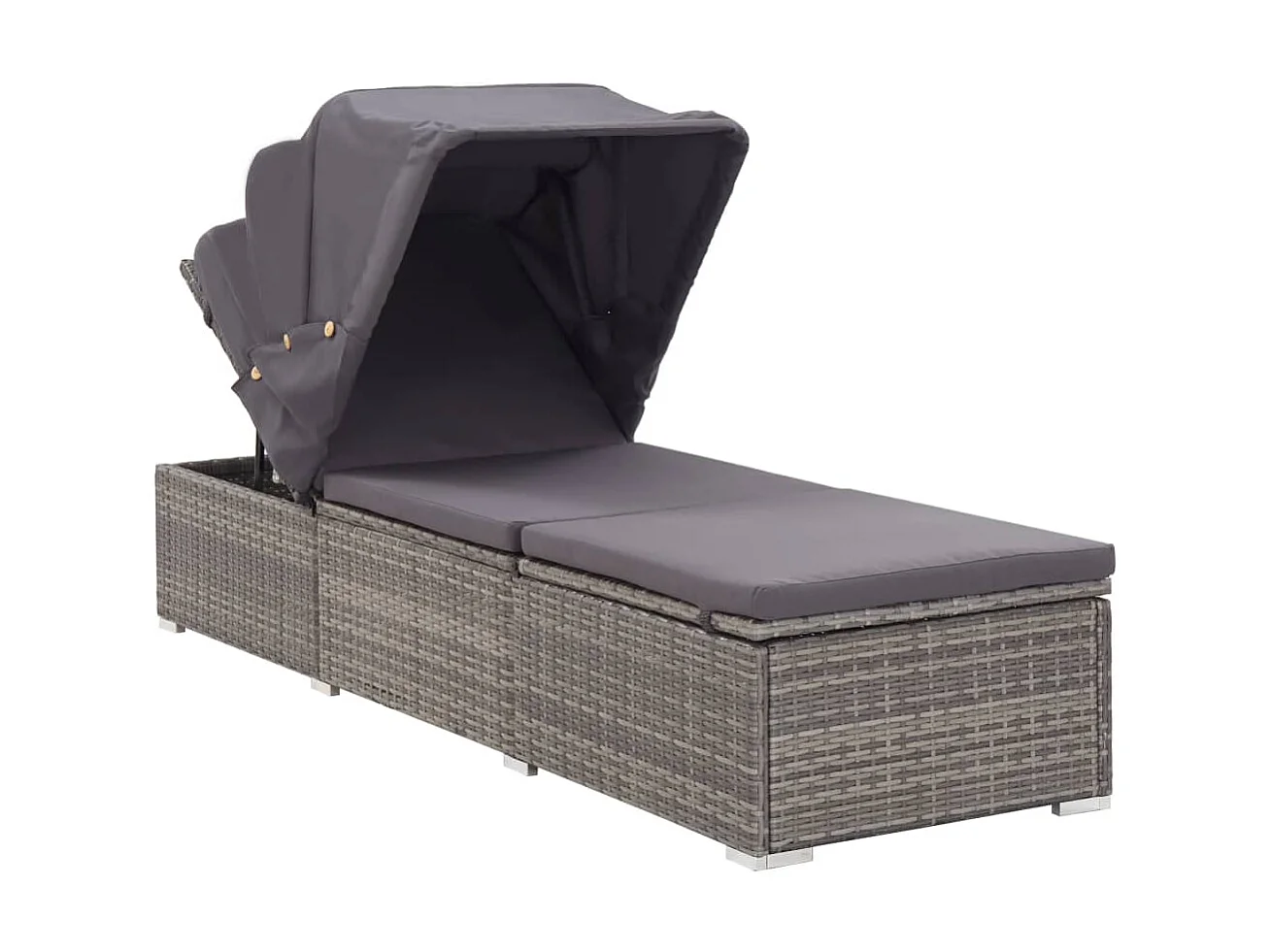 Poltrona com dossel e almofada Resina vime Cinza