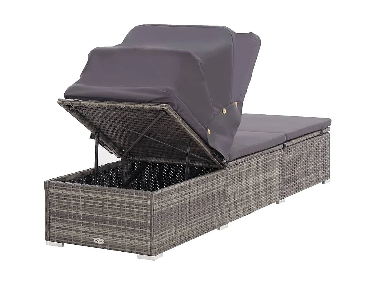 Poltrona com dossel e almofada Resina vime Cinza