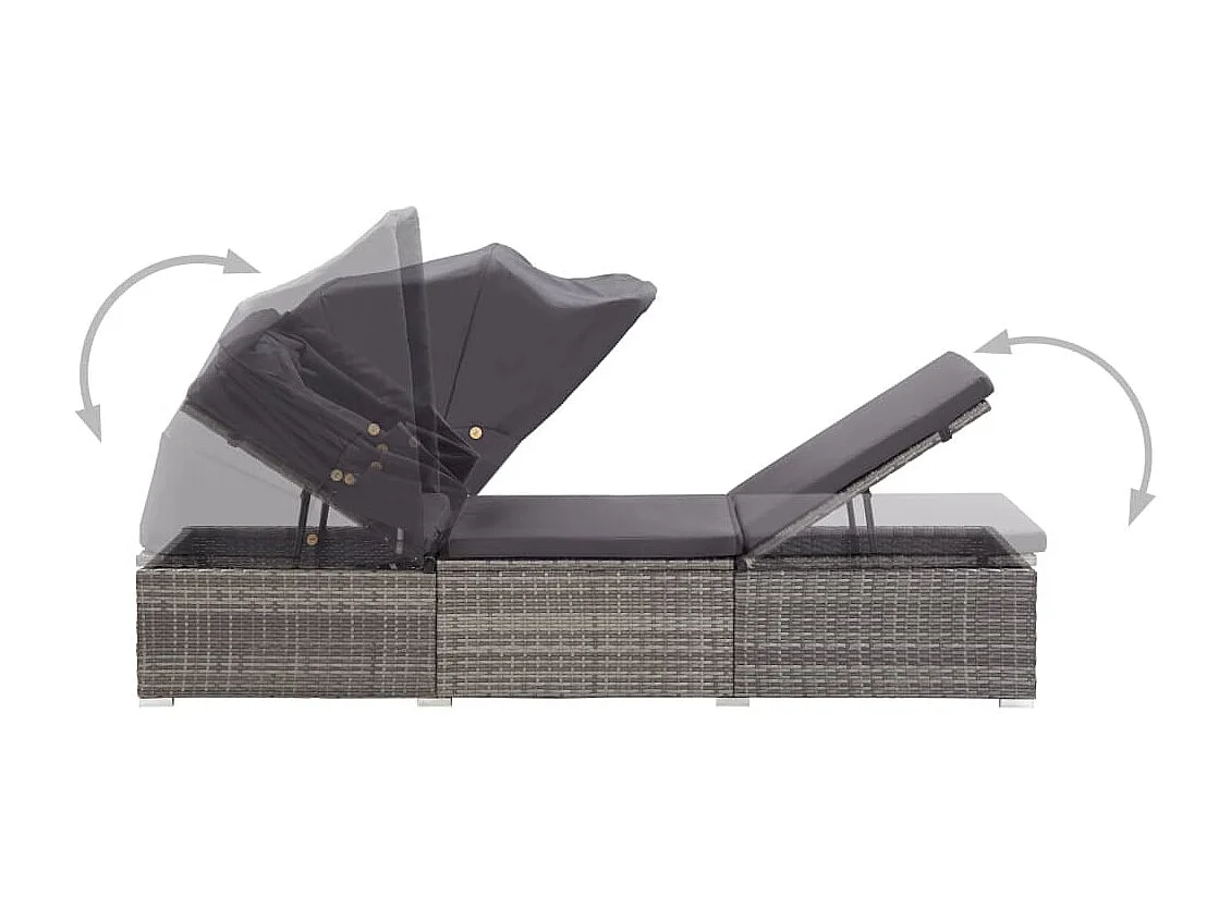 Poltrona com dossel e almofada Resina vime Cinza