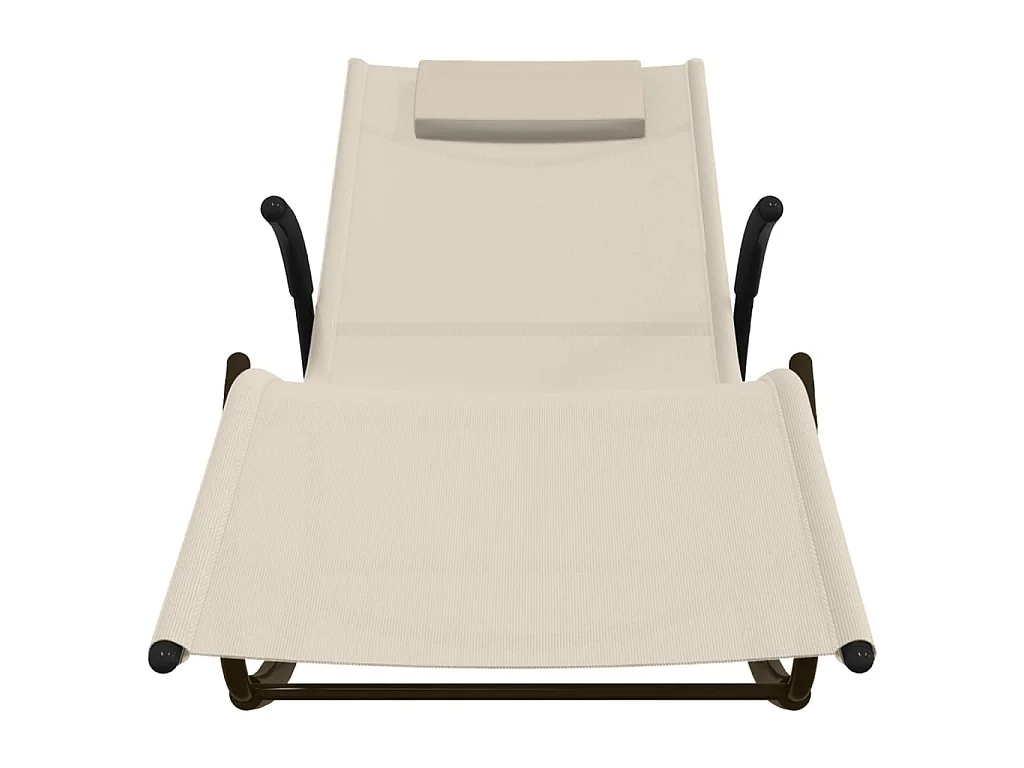 Chaises longues à bascule 2 pcs Crème Acier et textilène