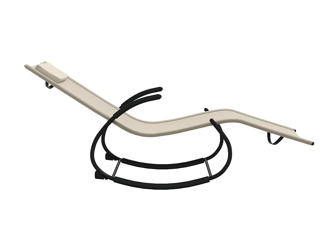 Chaises longues à bascule 2 pcs Crème Acier et textilène