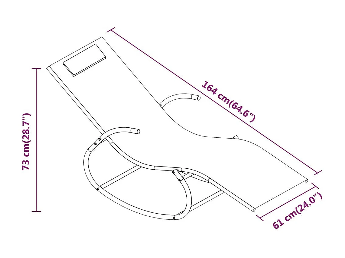 Chaises longues à bascule 2 pcs Crème Acier et textilène