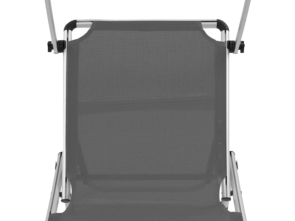Chaise longue pliable avec auvent Aluminium et textilène Gris