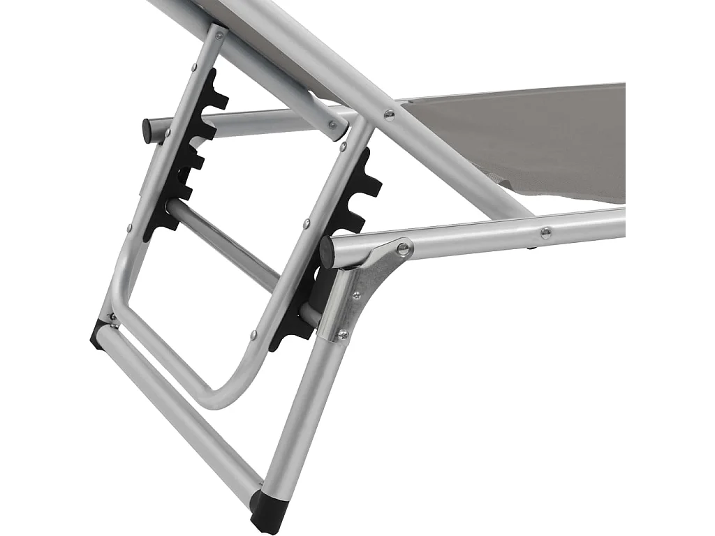 Chaise longue pliable avec auvent Aluminium et textilène Gris