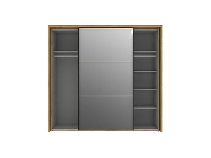 Armoire 230 cm 2 portes coulissantes et miroir décor chêne - ALIA