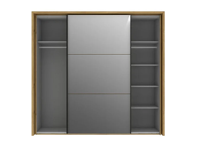 Armoire 230 cm 2 portes coulissantes et miroir décor chêne - ALIA