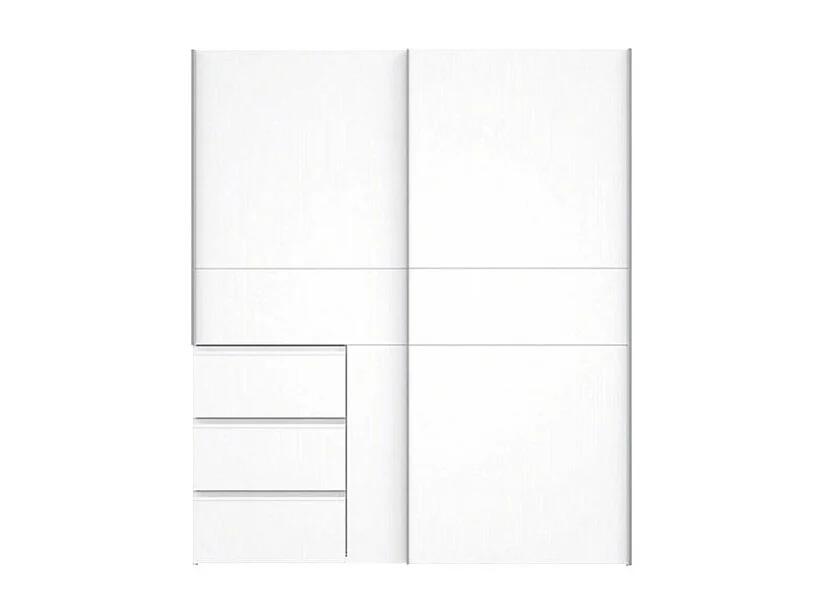 Armoire 200 cm 2 portes coulissantes 3 tiroirs décor blanc - THOR