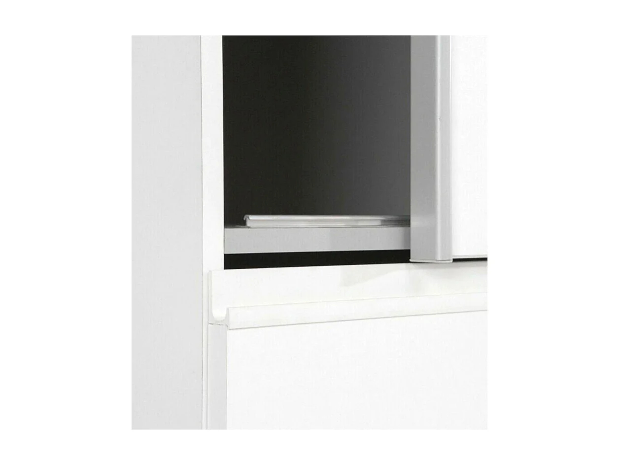 Armoire 170 cm 2 portes coulissantes 3 tiroirs décor blanc - THOR