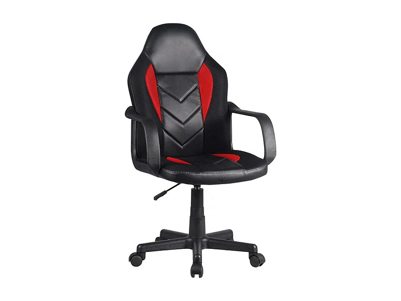 Fauteuil de bureau en simili noir et rouge avec roulettes - MASTER