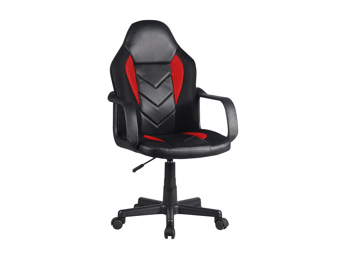 Fauteuil de bureau en simili noir et rouge avec roulettes - MASTER