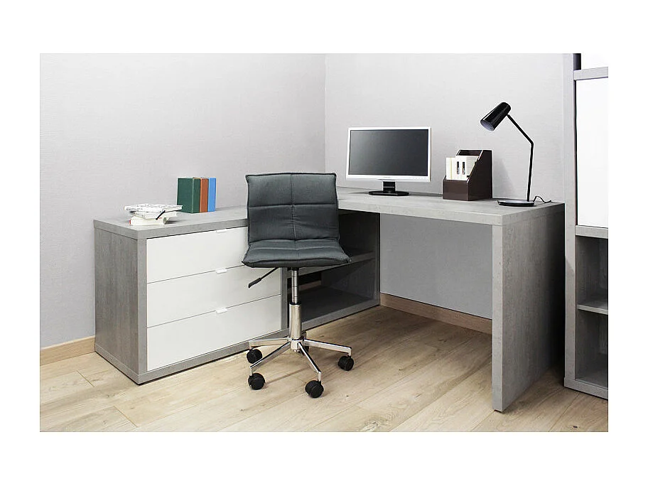Chaise de bureau en tissu gris anthracite matelassé roulettes - AGENCY