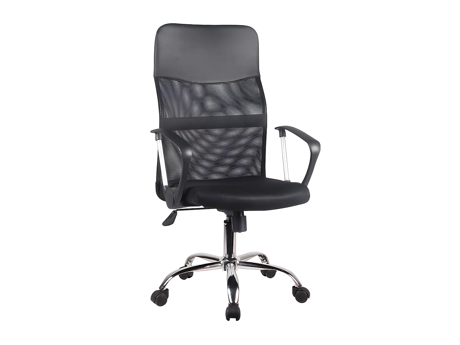 Fauteuil de bureau en mesh noir et métal chromé avec roulettes - SOFT