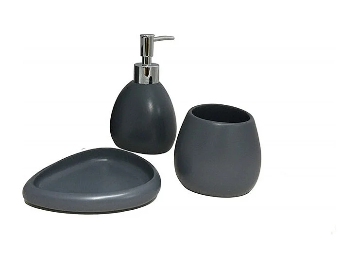 Set 3 accessoires salle de bain gris anthracite - LARA
