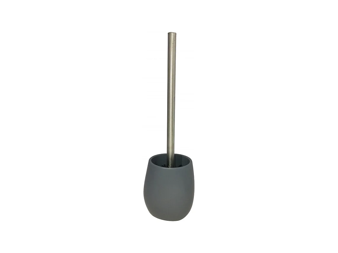 Brosse de toilette ronde gris anthracite et tige métal - LARA