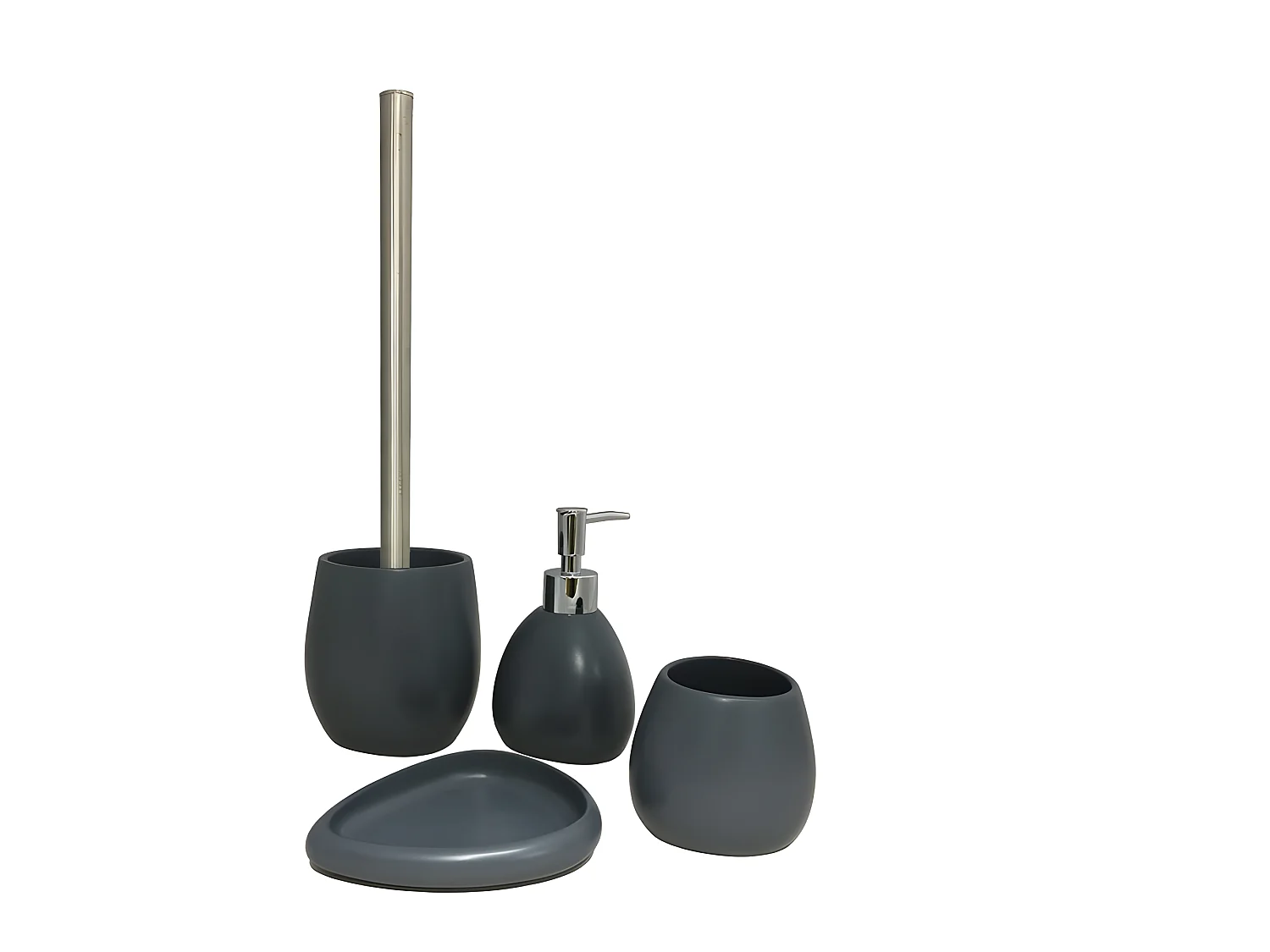 Set 4 accessoires gris anthracite salle de bain - Lara