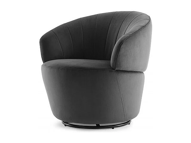 Fauteuil rond pivotant 360° velours gris anthracite moderne - COROLLA