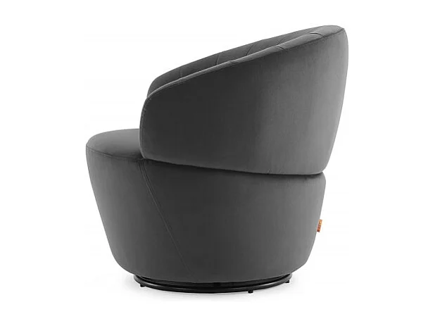 Fauteuil rond pivotant 360° velours gris anthracite moderne - COROLLA