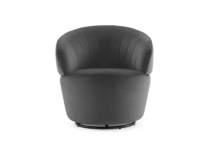 Fauteuil rond pivotant 360° velours gris anthracite moderne - COROLLA