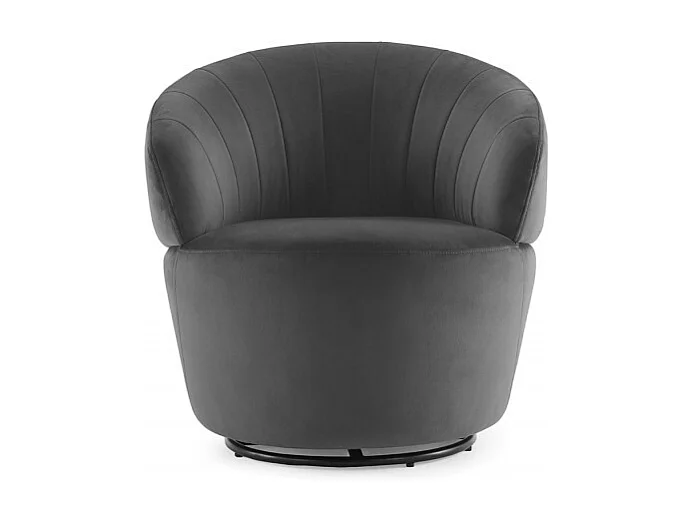 Fauteuil rond pivotant 360° velours gris anthracite moderne - COROLLA
