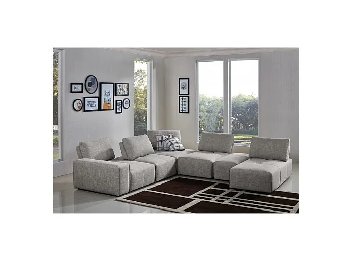 Accoudoir pour canapé modulable en tissu gris clair - MODULO