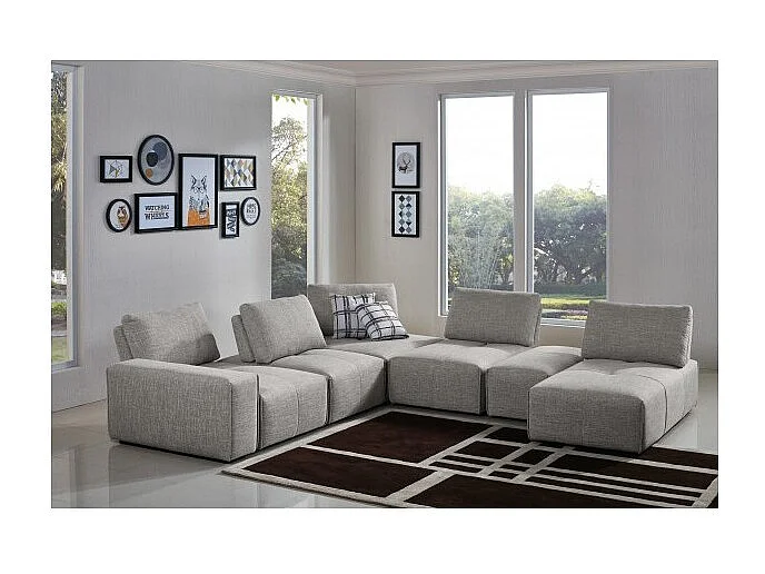 Accoudoir pour canapé modulable en tissu gris clair - MODULO