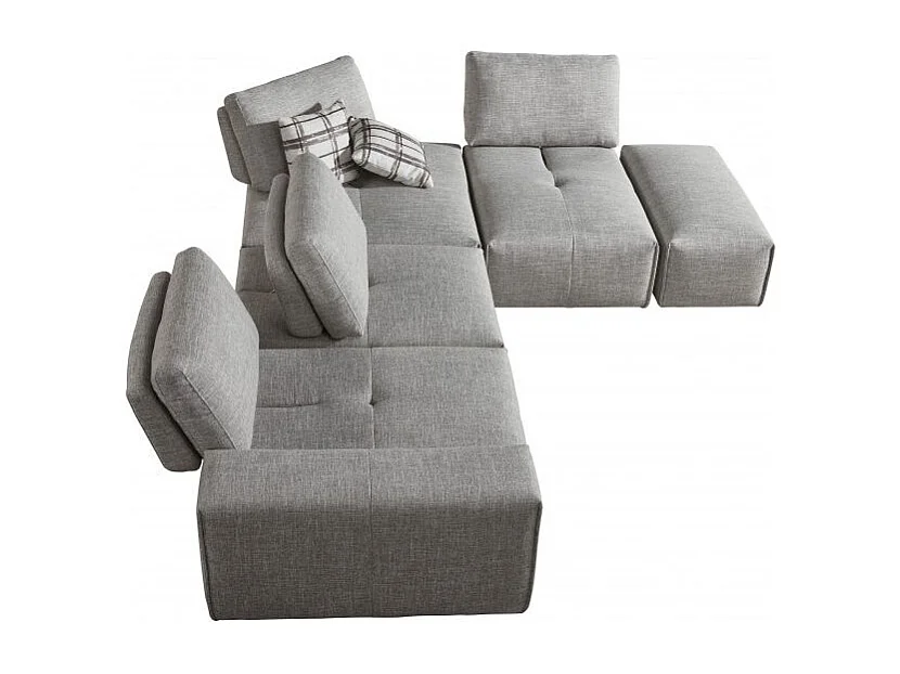 Accoudoir pour canapé modulable en tissu gris clair - MODULO