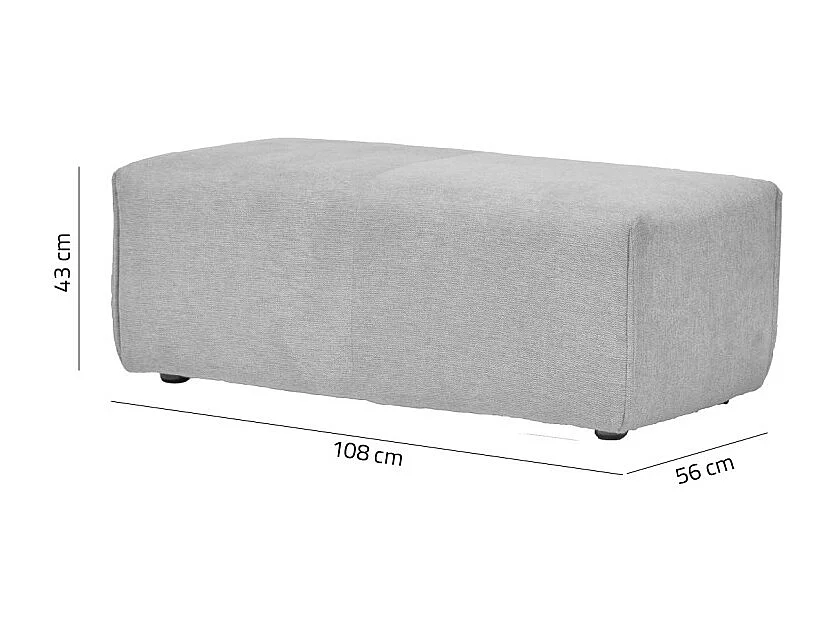 Pouf pour canapé modulable en tissu gris clair - MODULO