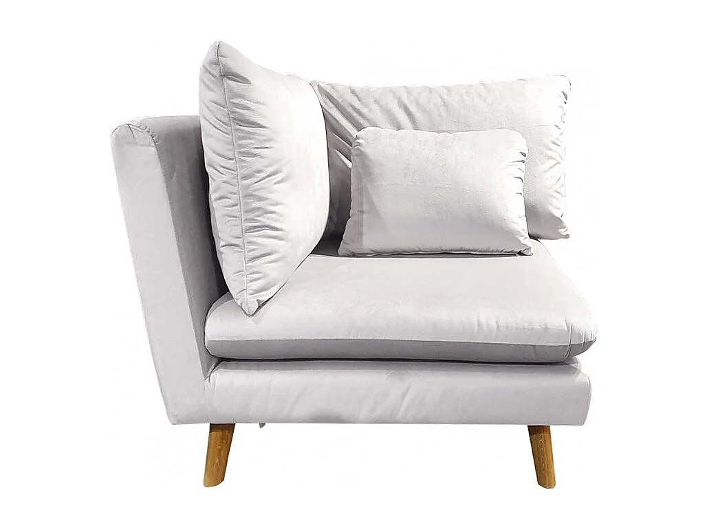 Angle pour canapé modulable en velours gris clair - LASSIE