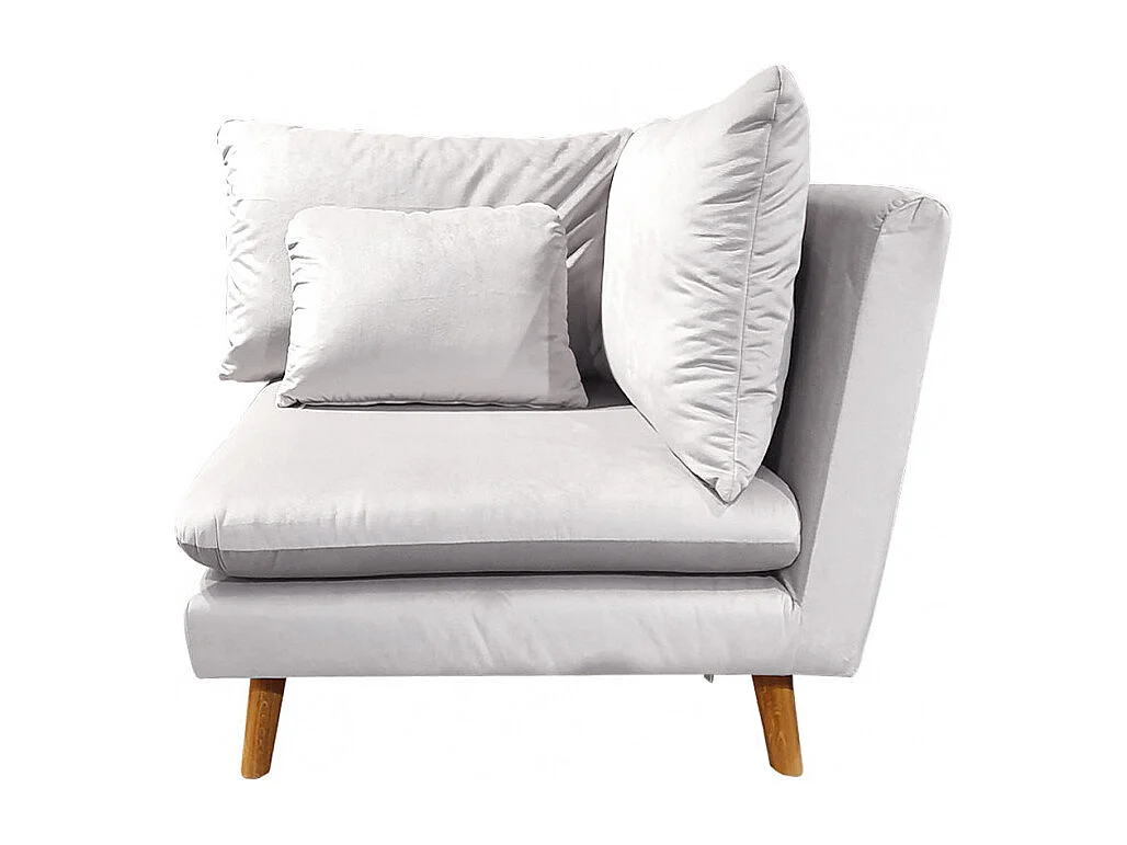 Angle pour canapé modulable en velours gris clair - LASSIE