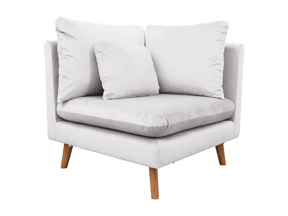 Angle pour canapé modulable en velours gris clair - LASSIE