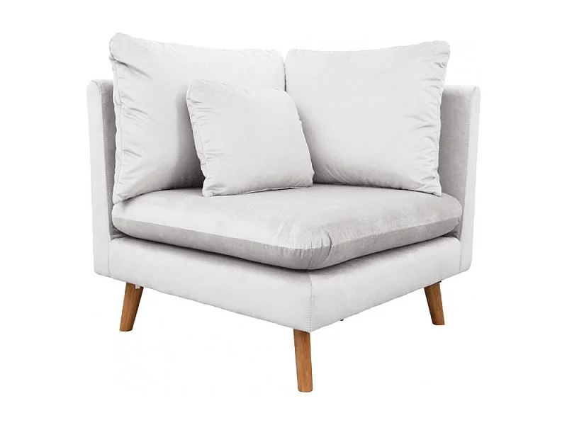 Angle pour canapé modulable en velours gris clair - LASSIE