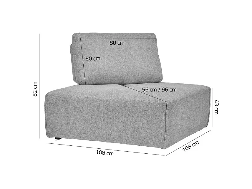 Angle canapé modulable avec dossier réglable tissu gris clair - MODULO