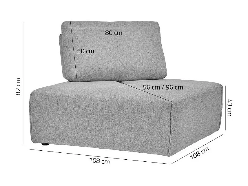 Angle canapé modulable avec dossier réglable tissu gris clair - MODULO