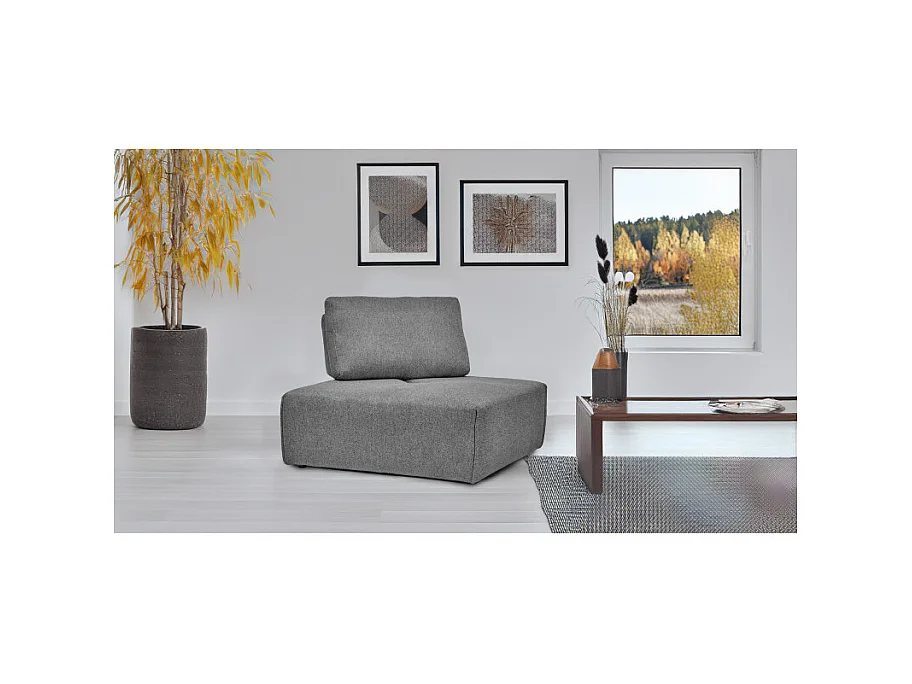 Angle canapé modulable dossier réglable tissu gris anthracite - MODULO