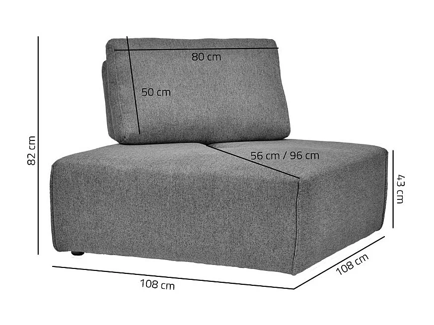 Angle canapé modulable dossier réglable tissu gris anthracite - MODULO