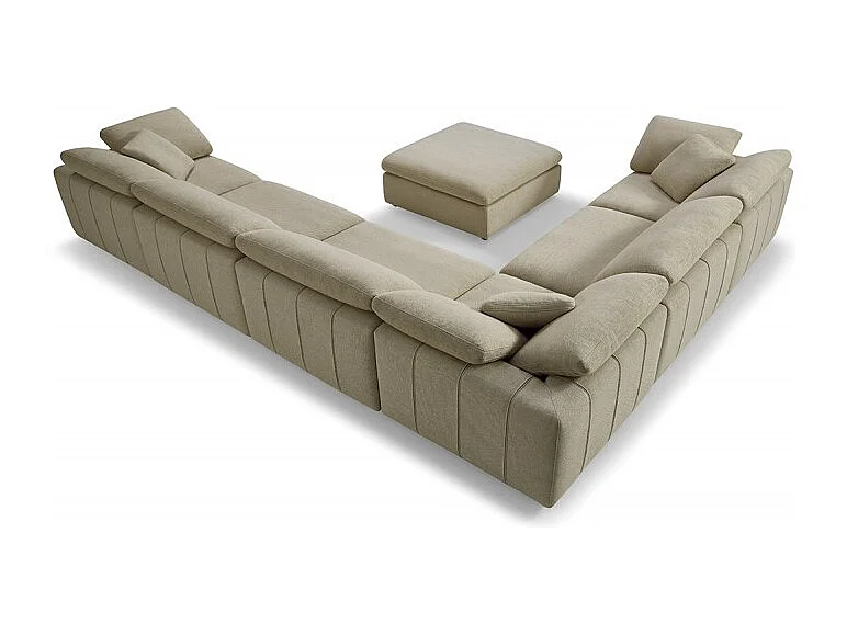 Module pouf beige pour canapé composable garnissage plume - NUAGE