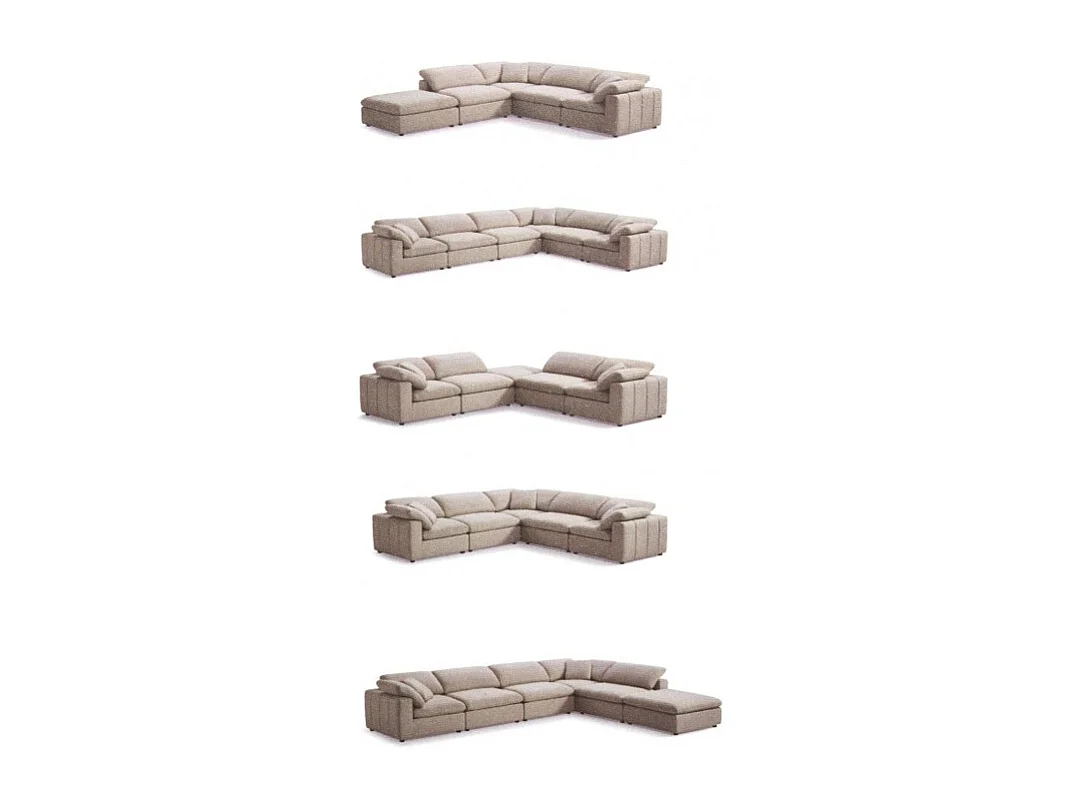 Module pouf beige pour canapé composable garnissage plume - NUAGE