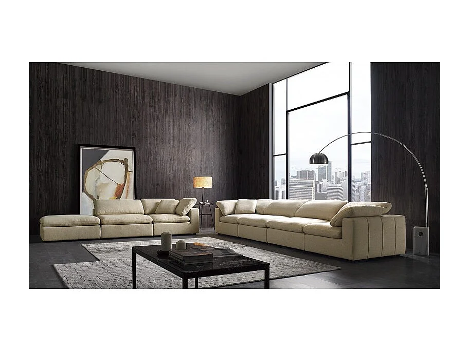 Module pouf beige pour canapé composable garnissage plume - NUAGE