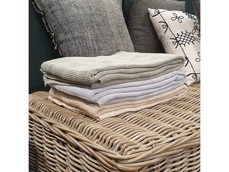 Plaid bébé tricot en coton gris clair 100 x 150 cm - TRIXIE 6767